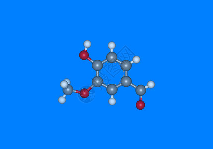 香兰素含有原子的万利林分子模型科学图像债券力量棍子计算机香草味背景