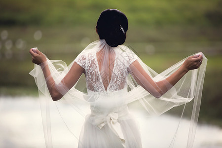 婚礼面纱浪漫发光的高清图片