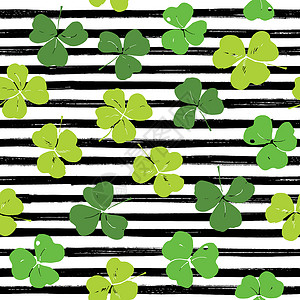 四元素四无缝圣帕特里克日符号 爱尔兰幸运的假背景   info plain绿色花瓣假期宗教庆典植物群植物运气绘画插图背景
