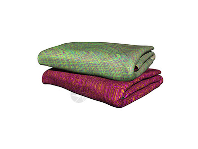 相互堆叠的彩色毛巾桌布纤维面料毯子床单褶皱红色绿色背景图片