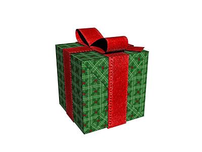 带红弓的绿色礼品包纸板包装丝带红色礼物盒子展示生日背景图片