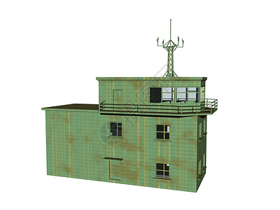 旧绿色建筑作为无线电台演播室收音机电视房子气象站电子产品播音员传播测量站背景图片
