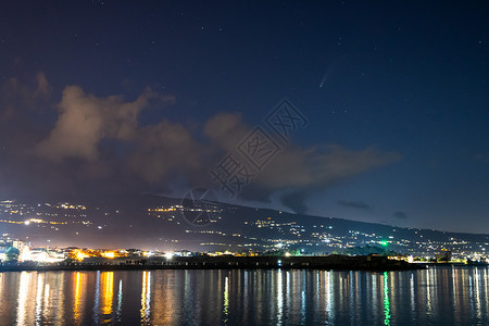 来自里波托港和后面的埃特纳火山的新彗星高清图片