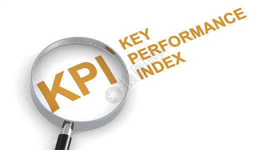 KPI 关键性能指数 放大镜下的单词高清图片