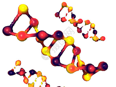 碱基对双重螺旋DNA作为遗传物质的载体黄色原子遗传学科学红色背景