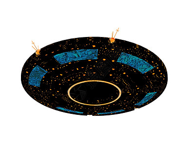 空间中的圆形飞碟旅行太空电视收音机黄色科学卫星蓝色环绕背景图片