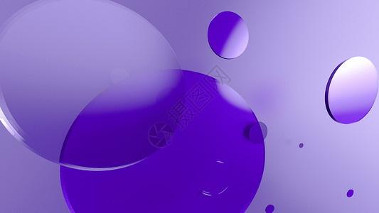 紫色透明气泡彩色背景上的紫色金属和不透明圆圈和圆柱体 图形设计的抽象背景与透明玻璃形状 3d 渲染图几何框架广告圆柱横幅汽缸气泡几何学墙纸文背景