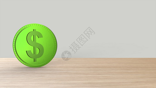 在灰色光背景隔绝的绿色美元硬币 3d 渲染孤立的插图 商业 管理 风险 金钱 现金 增长 银行 银行 金融 符号背景图片