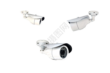 摄像头元素白色背景的监控摄像头组(CCTV)背景