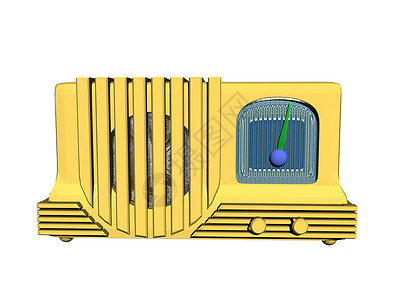 带有按钮和扬声器的古黄色古老黄色收音机背景图片