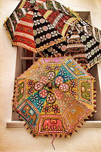 五颜六色的伞刺绣印度雨伞纹理地毯创造力蕾丝工艺纪念品树懒绣花紫色阳伞模式背景