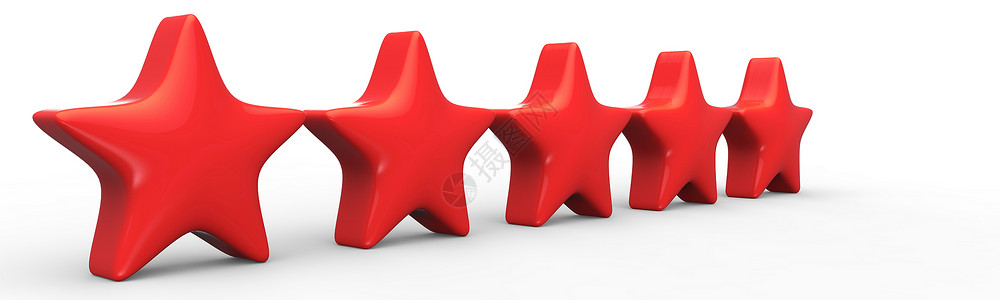 红色星星光效3d 五颗红星在彩色背景上 金星的显示和插图用于溢价审查评分红色白色商业问候语优胜者礼物庆典酒店横幅背景