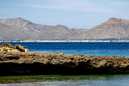 巴利阿里埃斯岛马洛卡岛的维多利亚半岛假期晴天旅游蓝天太阳蓝色山脉岩石背景图片