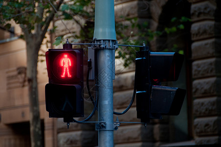 中央八项规定红人交通灯信号在柱上停下背景