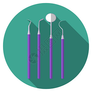 牙刷图标使用长阴影 孤立的牙科工具图标 用现代矢量插图显示牙齿工具图标药物处方医生科学刷子疾病保健药剂医院网络背景