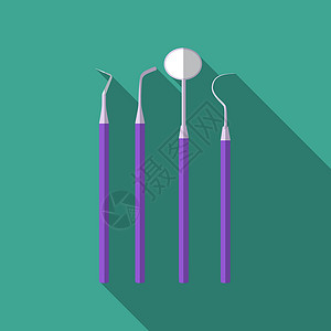 牙刷图标以长阴影显示牙科工具图标的现代矢量插图 设计平面药剂药片帮助医院刷子牙刷治愈科学健康药物背景