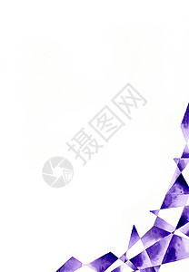 素材网水彩白色背景上的紫色多边形抽象边框 样式设计模板 水彩手绘插图穿越推介会广告海报框架辉光三角形技术传单化学背景