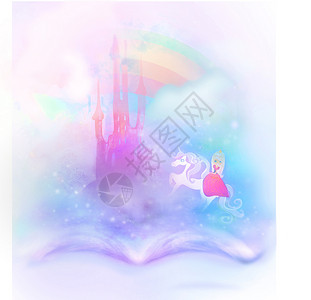 魔法城堡素材传说中的神奇世界 从书中诞生的童话城堡公主彩虹建筑学孩子女孩艺术品故事堡垒插图建筑背景