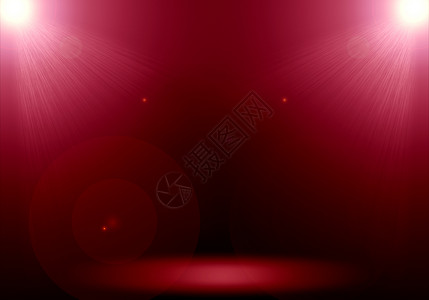 红色闪光地板上红色照明弹 2 聚光灯的抽象图像背景