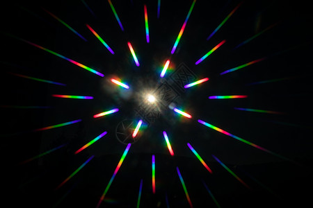 光源不透明 反映彩虹在四面八方的颜色来源反射镜片辉光射线活力紫色示范展示科学背景