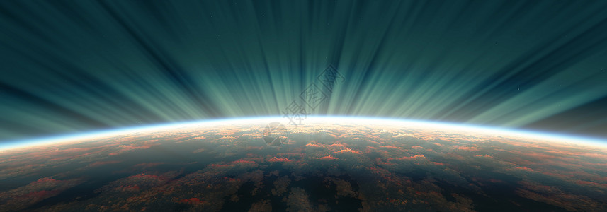 外大气层从太空极光3d渲染的日出天文学太阳勘探宇宙行星气氛辉光地理科学3d背景