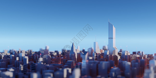 具有干净现代美学的未来派城市天际线 数字 3D 渲染背景图片