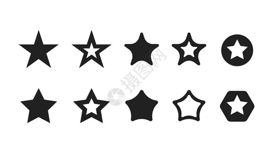 矢量星星最受欢迎的恒星形状 矢量完美图标背景