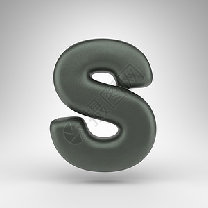 白色背景上的字母 S 大写 具有磨砂质感的阳极氧化绿色 3D 字母背景图片