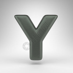 白色背景上的字母 Y 大写 具有磨砂质感的阳极氧化绿色 3D 字母背景图片