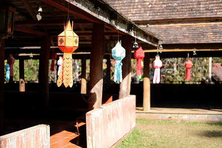 寺庙灯在亚洲寺庙装灯的纸灯灯装潢仪式灯笼节日庆典装饰文化传统风格背景
