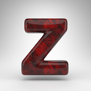白色背景上的字母 Z 大写 具有光滑表面的红色琥珀色 3D 字母背景图片