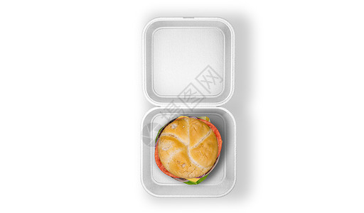 白色食品集装箱贴着汉堡夹的白食品标签高清图片