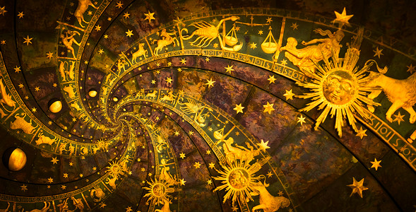 月亮星座Droste 效果背景 与占星术和幻想相关的概念的抽象设计天文学魔法时间十二生肖天空催眠地球月亮星星星座背景