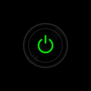 滑动按钮素材式电源按钮On Off 按钮包含在黑色背景中的绿色图标中背景