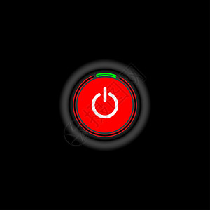 红绿按钮式电源红绿霓虹灯按钮The On Off 按钮包含在黑色背景中的红色图标中背景