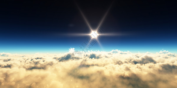 clouds3d rende 行星日落全景照片太阳蓝色天堂地平线地球海洋射线宇宙背景