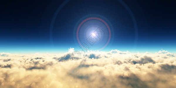clouds3d rende 行星日落阳光月亮地平线射线海洋空气天堂宇宙气氛科学背景