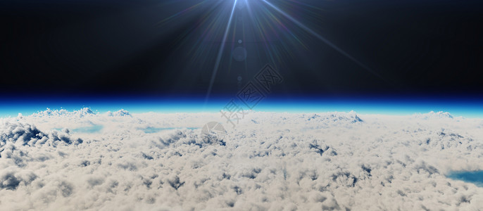clouds3d rende 行星日落气氛插图太阳照片海洋世界地平线地球全景阳光背景