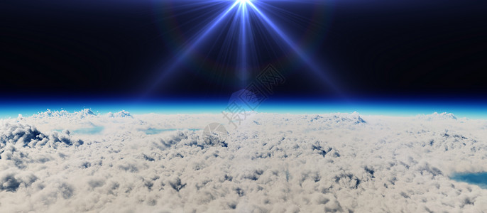 clouds3d rende 行星日落照片世界天堂阳光全景射线地球摄影科学地平线背景