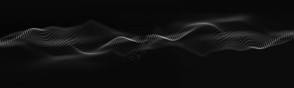 波浪点背景黑科技波浪声 抽象音乐脉冲背景  3d 渲染点和线 数字音频技术背景 大数据能量脉冲背景