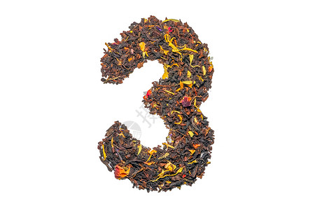 茶叶详情图黑色茶叶图三 花瓣和水果分离物的黑茶背景