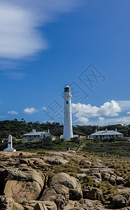 海岸图澳大利亚新南威尔士州有摇滚的灯塔背景