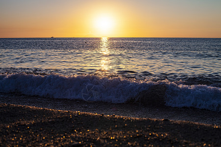 第勒尼安海面上的红日落 美丽的日落天堂日出蓝色阳光太阳海滨海岸天空季节地平线背景