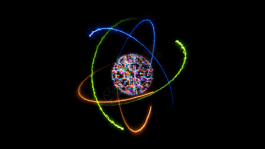 柔和微星光特效量子未来计算机动画抽象柔和色调光球球和带电源 ato 的浅蓝色核心力量处理器原子科学对撞机代码活力芯片物质粒子背景