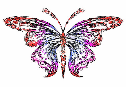彩色蝴蝶元素烟花蝴蝶剪影装饰插图艺术想像力液体昆虫辉光曲线风格墨水背景