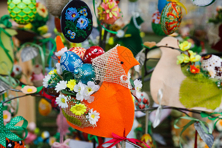 复活节装饰品复活节鸡蛋节传统假期宗教宏观团体装饰品插图季节手工业油漆背景