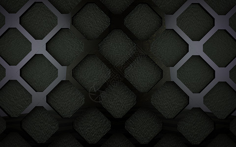 暗空间中的网格和网格表面线条立方体建筑学金属墙纸盘子格栅3d炙烤扬声器背景图片