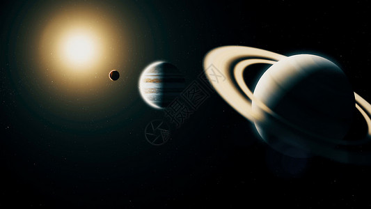 开普勒轨道从深空 3D 生成的土星地球天空望远镜天文学星星流星太阳勘探宇航员星系背景