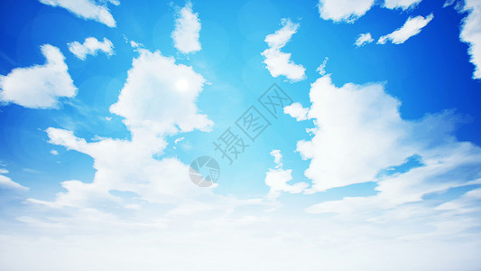 以夏日太阳 3D 覆盖的云层气氛飞机渲染季节气象环境蓝天3d活力旅行背景图片