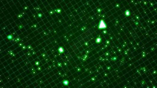 三角形网格背景与漂亮的矩阵绿色三角形 3D 渲染背景